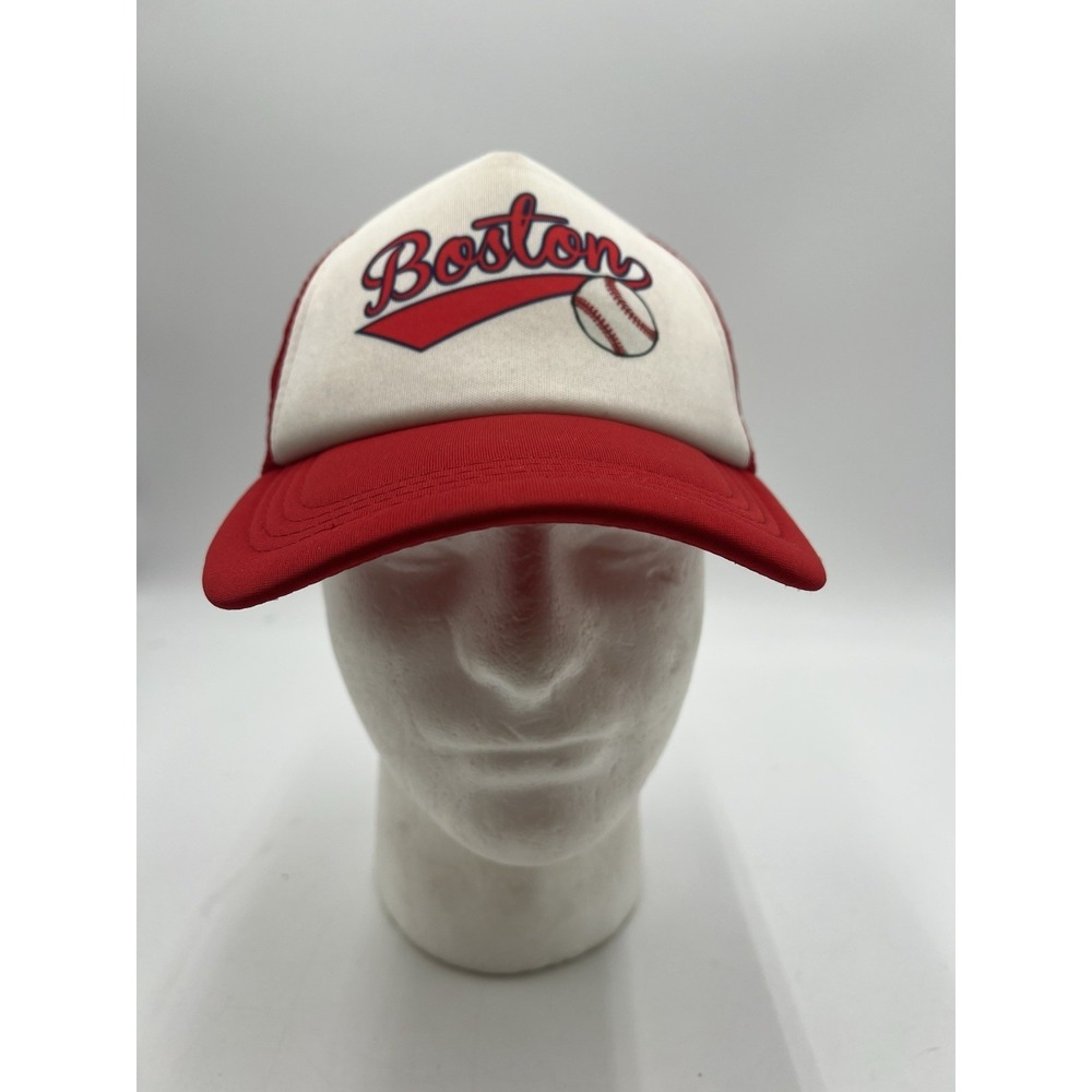 Vintageβ Boston Baseball Trucker Hat Red White Snapback Mesh Cap Adult OSFM